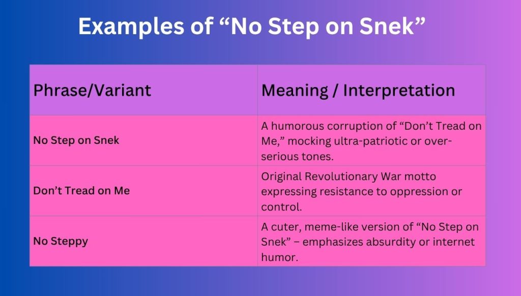 Examples of “No Step on Snek”