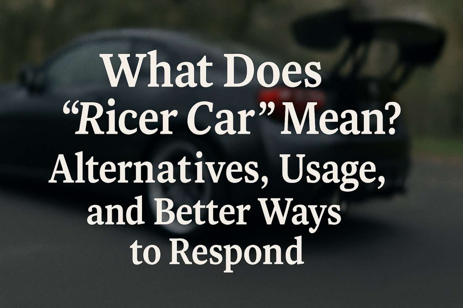 What Does “Ricer Car” Mean Alternatives, Usage, and Better Ways to Respond