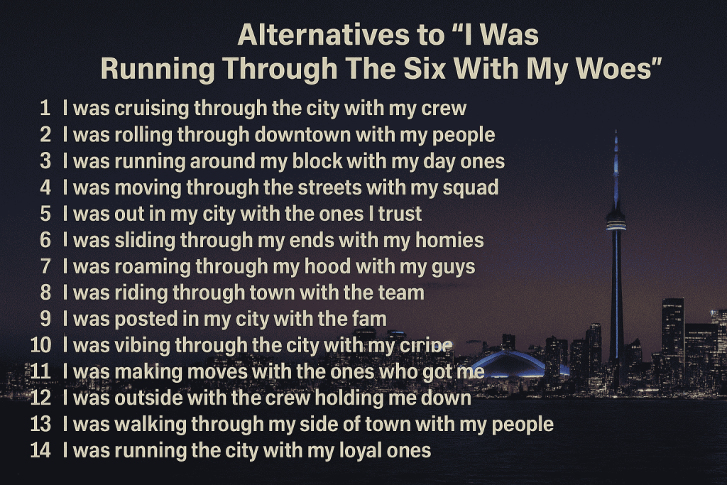 Alternatives to “I Was Running Through The Six With My Woes”